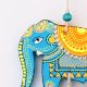 Handmade Wooden Elephant Wall Hanging for Home Decor - Blue, Red